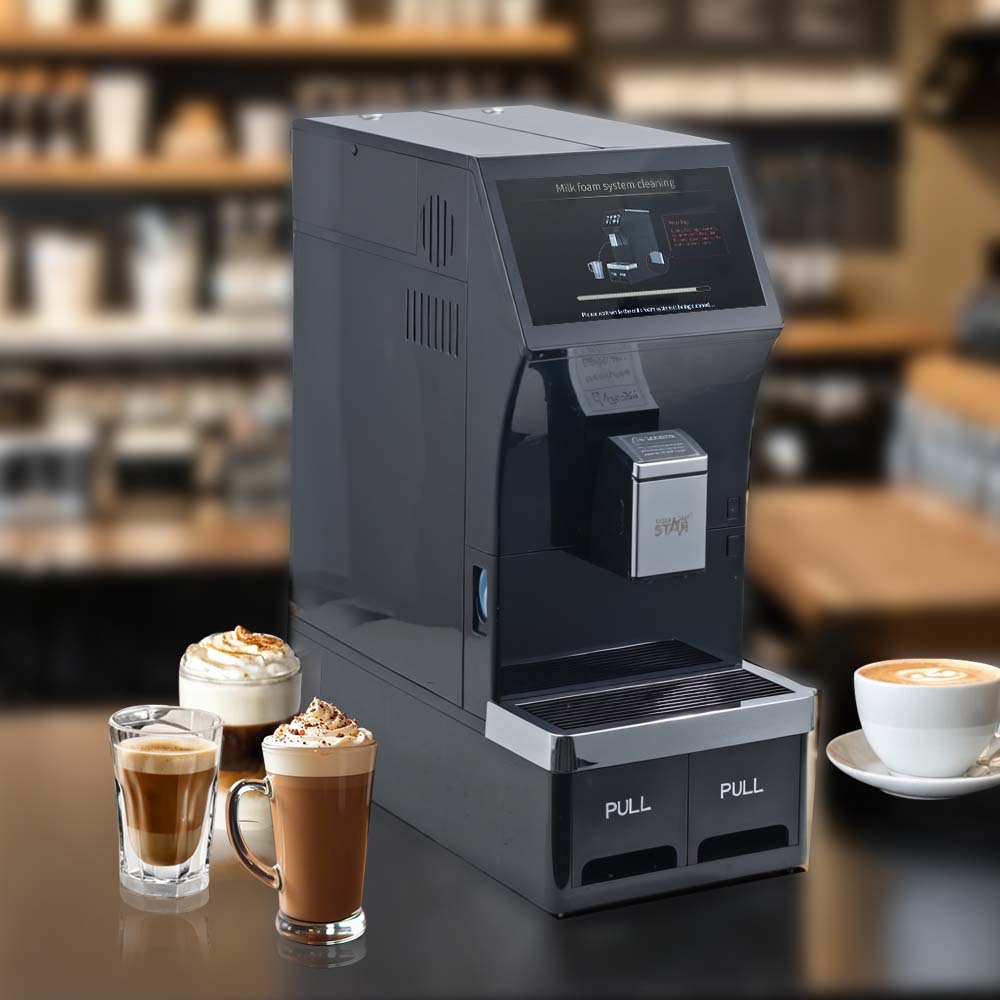 Winning Star Pantalla LCD comercial transfronteriza Moler automática espuma de leche al vapor de frijoles Máquina de café automática a presión