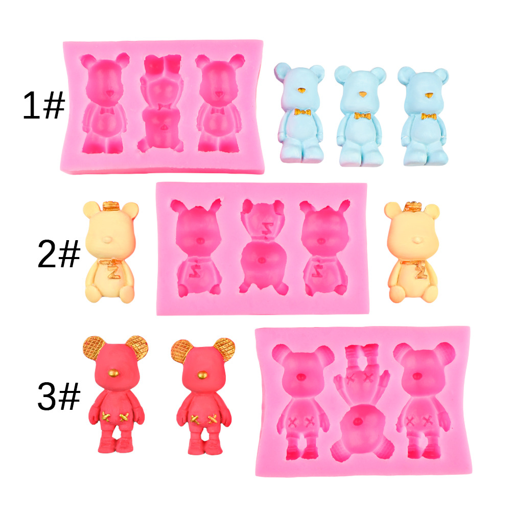 Pajarita de oso de dibujos animados epoxi molde de silicona galleta molde de fondant de chocolate herramienta de molde de yeso hecho a mano de bricolaje