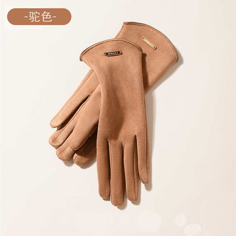日本の手袋の冬の女性のベルベットは、車のタッチパネルのベルベットの保温防寒手袋の冬の国境を越えた