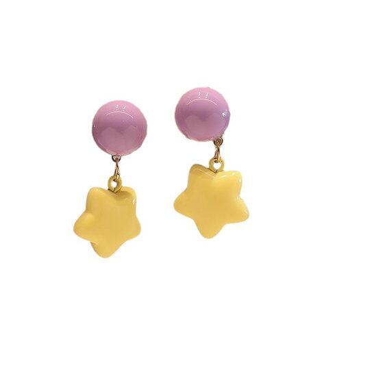 Dopamine Star Ear Clip No Piercing Cute Sweet Casual Easiest for Match Earrings 2024 New Design Women's Spring and Summer