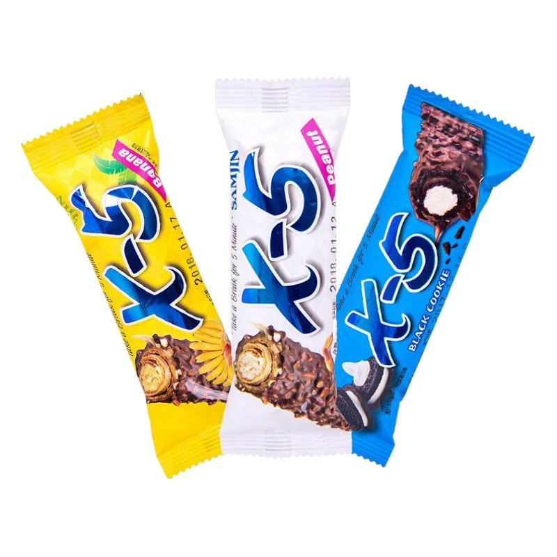 Импортные снеки: корейский шоколадный батончик Samjin X5 с арахисовой начинкой, 36 г, оригинальный импортный продукт, оптом