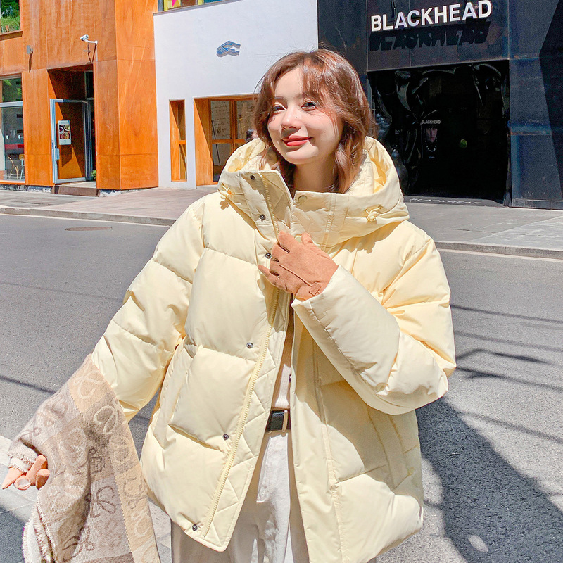Authentic down Jacket for Women 2025 Winter New Korean Style Loose Hooded Small Thickeneded White Duck down Warm Jacket