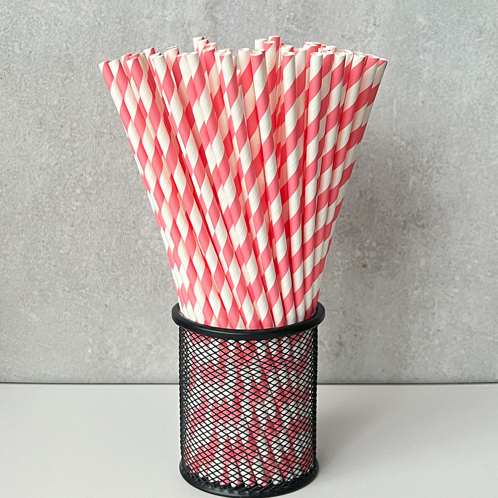 Nuevo producto 25cm alargado mano paja de papel desechable degradable paja de postre pastel fiesta paja decoración