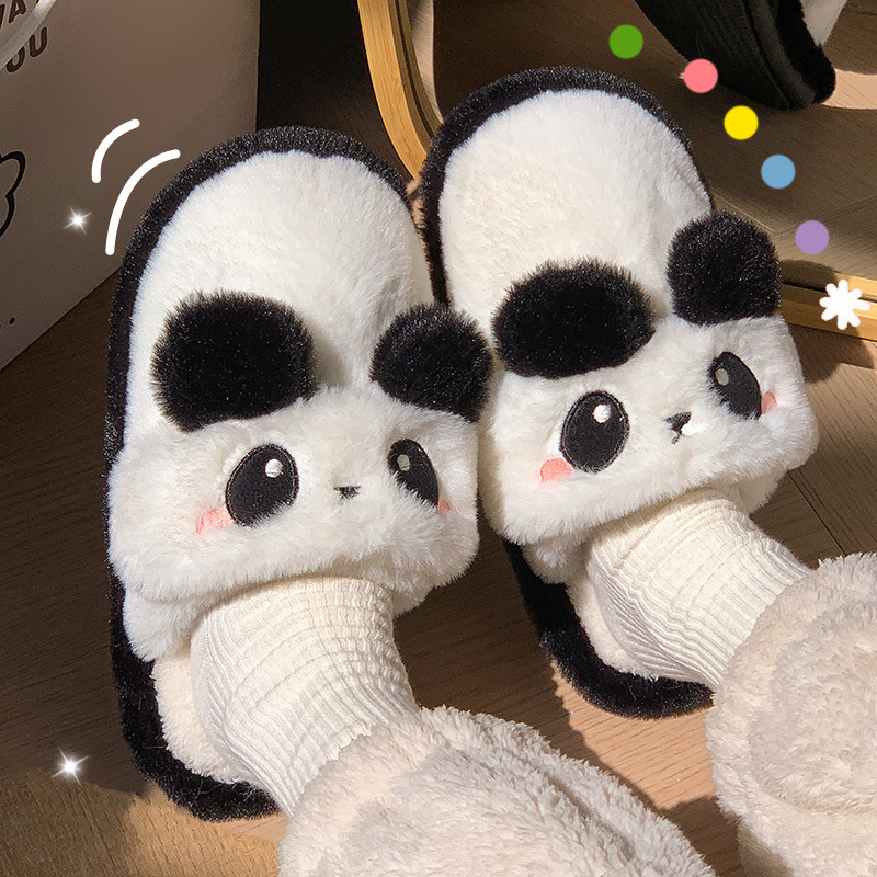 Litani Zapatillas de lana invierno de las mujeres desgaste al aire libre animal año de felpa zapatillas de confinamiento zapatos de las mujeres antideslizante Zapatillas de algodón de las mujeres