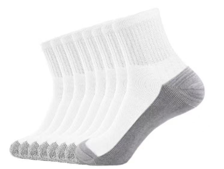 회색 밑창 종아리 양말 - 흰색