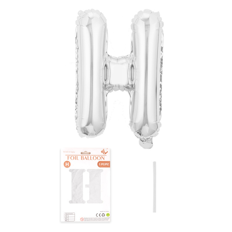 16 pulgadas alfabeto inglés tarjeta de papel independiente embalaje película de aluminio globo decoración de fiesta de cumpleaños diseño papel de aluminio globo al por mayor