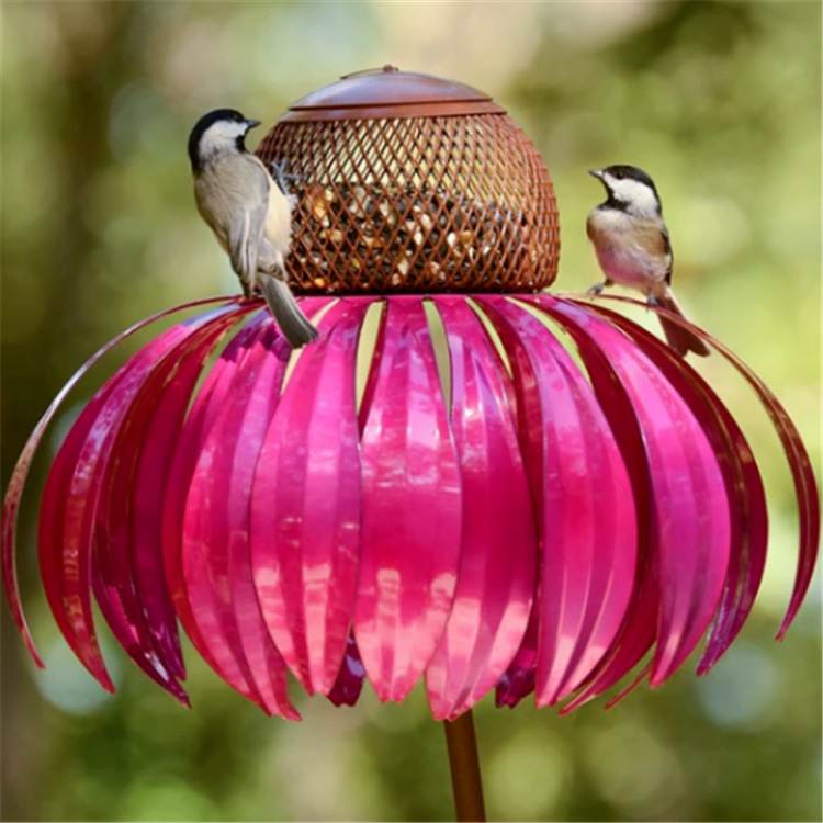 Cross-border New Product Sensation Pink Coneflower Bird Feeder Flower Bird Feeder Garden