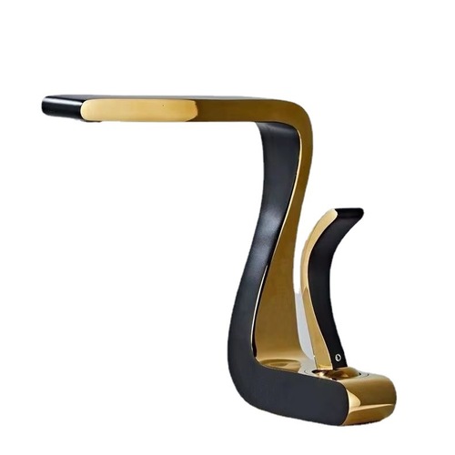 Cross-border waterfall washbasin full copper faucet cold and hot bathroom wide-mouth white and black electroplated bathroom cabinet single hole