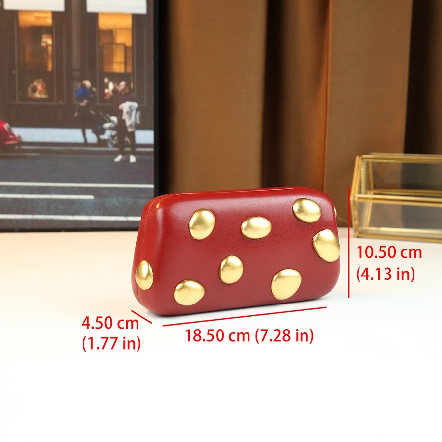 Elegante e sofisticata borsa a scatola a pois per serate o occasioni informali, borsa a tracolla alla moda per donna, minimalista e metallizzata._voghion.com