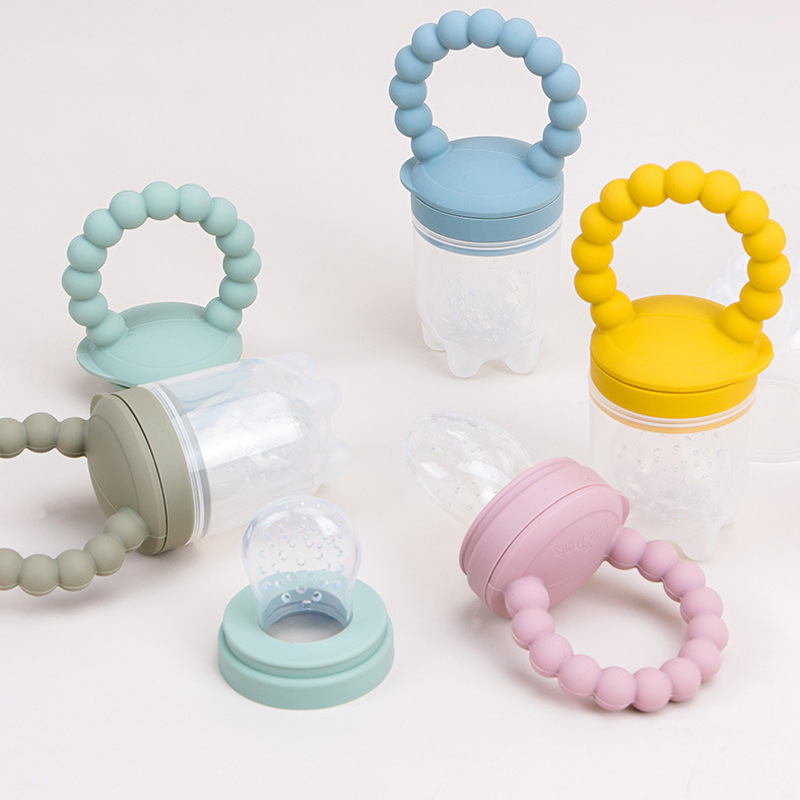 Bebé de silicona de frutas y verduras mordedura música infantil comer fruta suplemento alimenticio mordedura dispositivo de alimentación resistente a altas temperaturas grado alimenticio