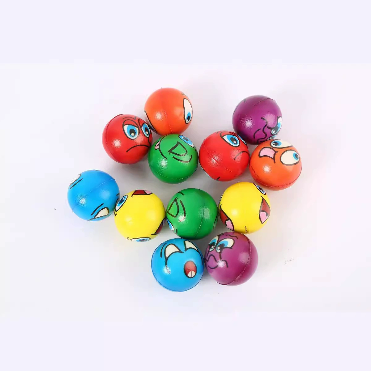 63-миллиметровый шестиколорный мяч-эмоциональный смайлик из пенополиуретана, игрушка для детей и животных, производство пенопластовых мячей