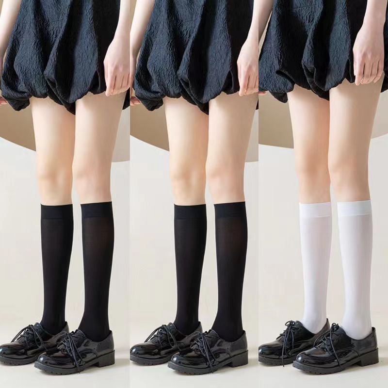 Tres pares envío gratis calcetines de pantorrilla de verano fino negro JK medias de presión flaco sobre la rodilla Calcetines de media pantorrilla