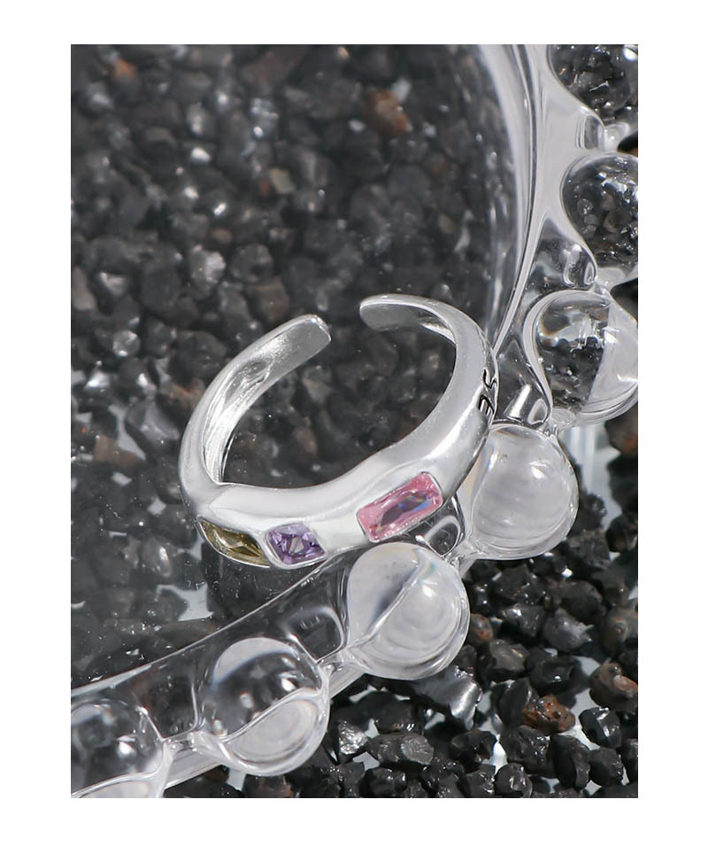 Simple Style Round Sterling Silver Plating Zircon Open Ring 1 Piece