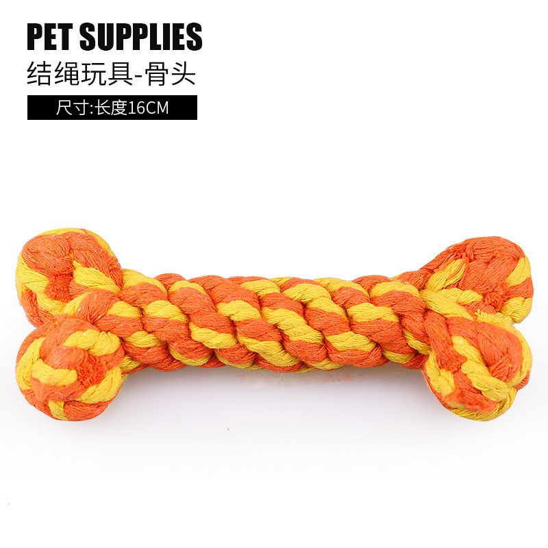 Perro de peluche de juguete cubo francés Bichon Corgi molar resistente a la mordedura de dos colores nudo tejido de entrenamiento interactivo suministros para mascotas