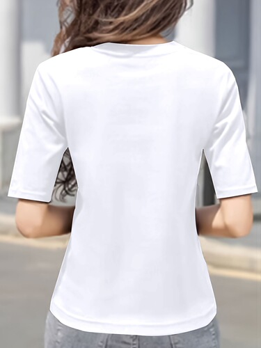 Women's casual round neck short-sleeved women's tops and clothes European and American solid color short-sleeved