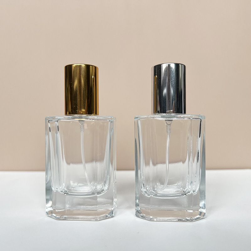 现货供应 B181-35m多边形螺口玻璃香水瓶/化妆品分装便捷喷雾空瓶
