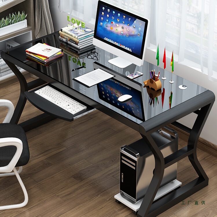 Simple Desktop Computer Table, Simple Home Bedroom Game Table, Study Desk, Tempered Glass Economical Computer Table