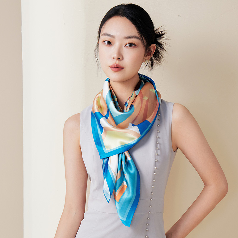 New Chinese Silk Scarf 100% Mulberry Silk 110cm Silk Square Scarf_voghion.com