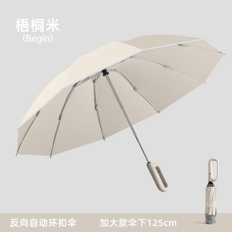 国境を越えた自動折りたたみ傘、リングバックル傘、特大サイズ、耐風性、強化、厚手、晴雨兼用傘、携帯用日傘
