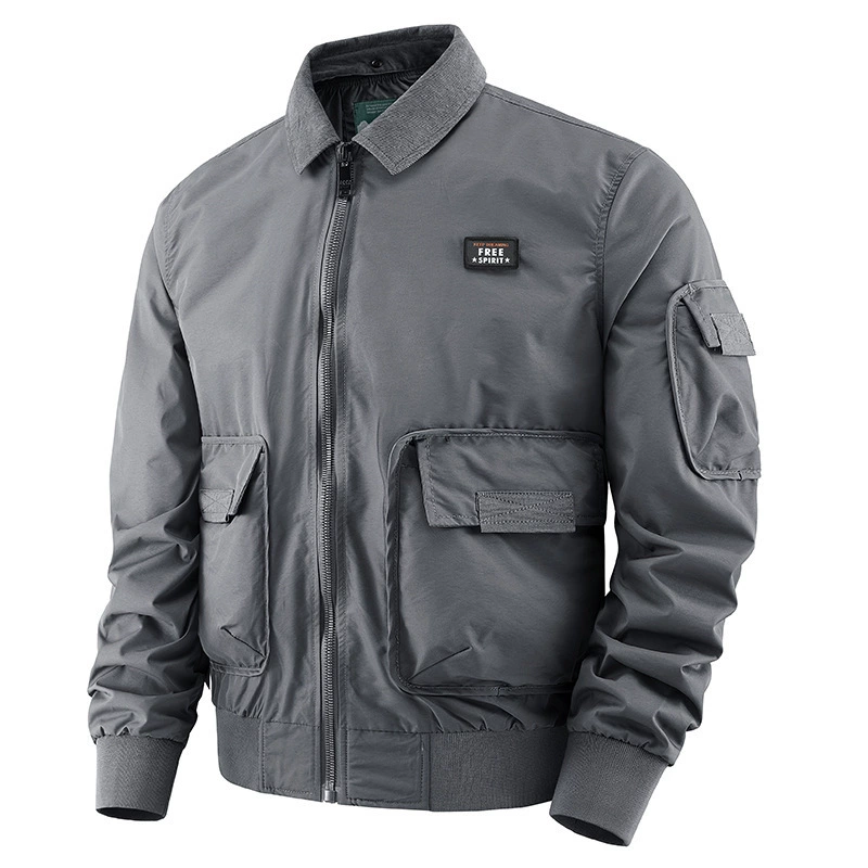 Весна и осень 7908 Летающая куртка, модная однотонная мужская куртка среднего возраста, красивый Американский бейсбольный костюм для мужчин