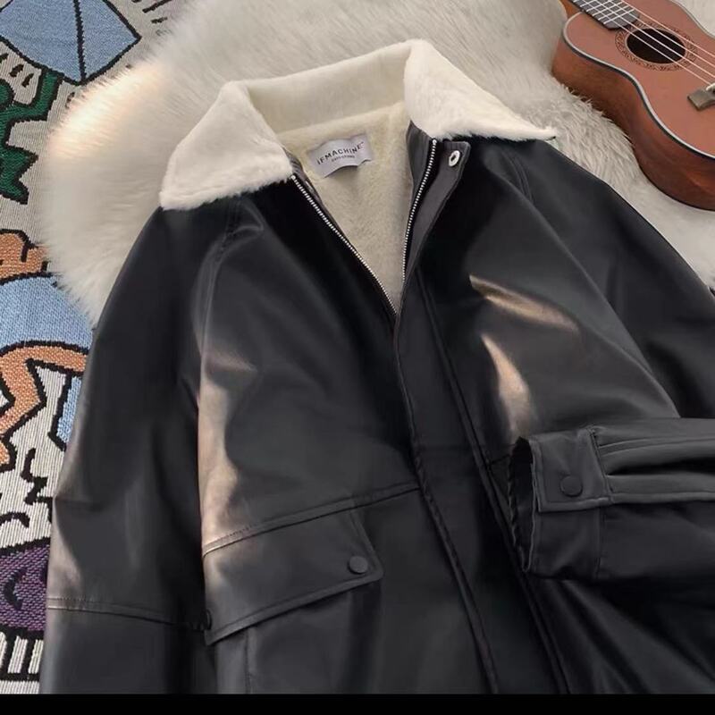 翻领皮衣棉服外套女冬季加绒加厚棉衣美式高街vibe飞行员夹克棉袄|undefined