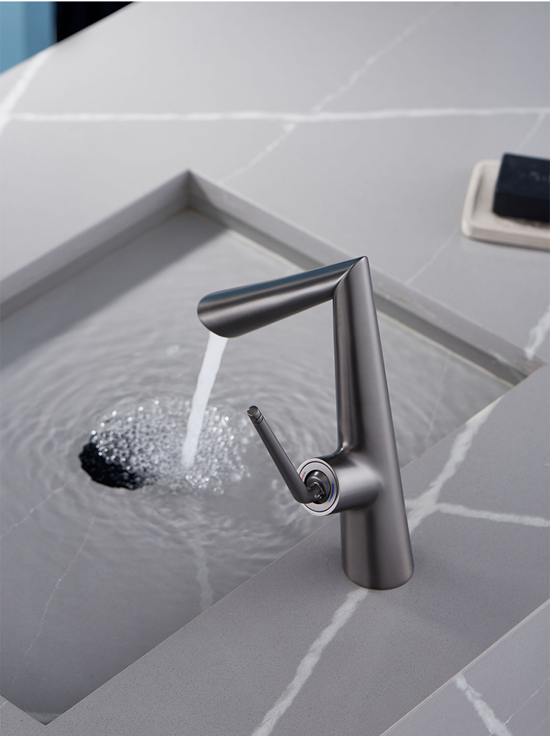 Amazon designer's all-copper hot and cold basin faucet, white single-hole bathroom cabinet, creative washbasin faucet undefined
