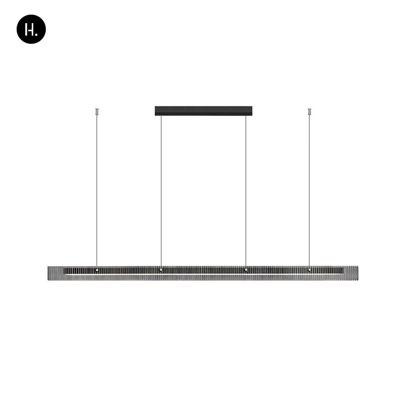 Lámpara del restaurante de vidrio minimalista italiano simple Villa individual gran mesa de comedor de piso plano bar de la isla de una lámpara larga