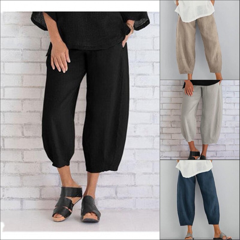 2020 New Solid Color Large Size Women's Clothing Simple Loose Casual Ankle-length Pants 3191 2020 New Solid Color Large Size Women's Clothing Simple Loose Casual Ankle-length Pants 3191