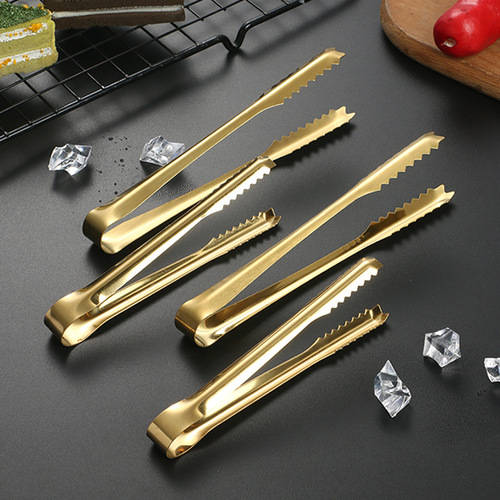 Stainless steel ice tongs, thick ice block tongs, multi-functional barbecue tongs, ice bucket tongs, towel tongs, bar supplies