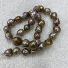 13~14mm 怪色 牛油果绿 不露核 强光 天然淡水珍珠 diy项链手链