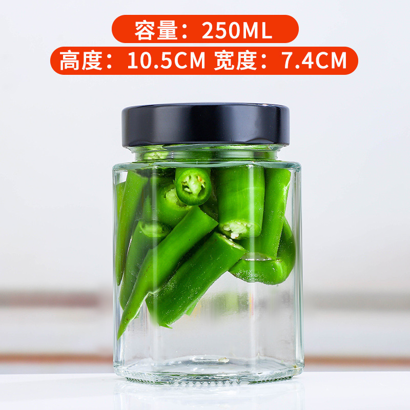六角ガラス瓶密封瓶蜂蜜瓶缶瓶高温耐性チリソース食品詰め替えボトルメーカー卸売|undefined