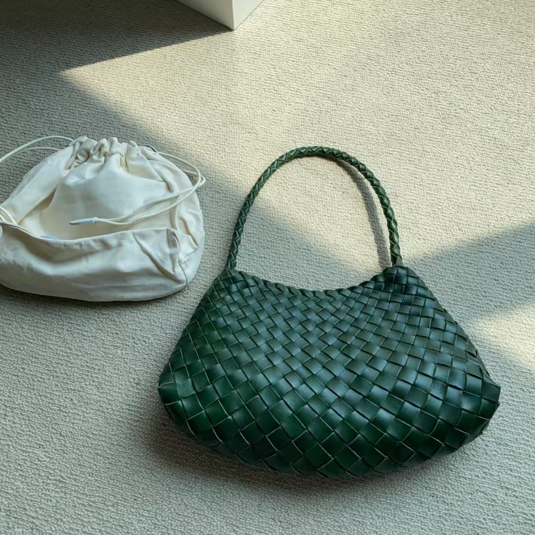 Dragon Diffusion Women's Cowhide Woven Bag Vintage Shoulder Handbag Underarm Bag Baguette Bag - Thumbnail 7
