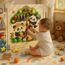 跨境宝宝早教益智毛毡板水果切切乐忙碌板免打孔毛毡学习板安静书
