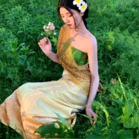 Набор из 4 предметов сетчатого красного цвета с Xishuangbanna Ju Jingyi Dai этнический танцевальный костюм искусство фото костюм феи