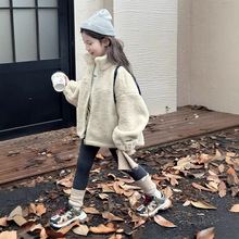 女童羊羔毛外套秋冬款2025新款洋气女大童加绒加厚儿童冬装厚款