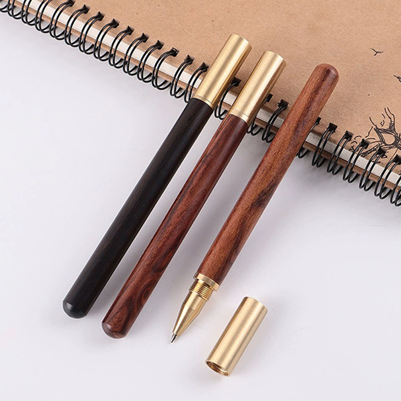 Brass wooden rollerball pen ebony sandalwood