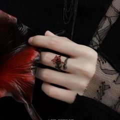 曼陀罗戒指原创小众设计高级不掉色万圣节暗黑开口戒