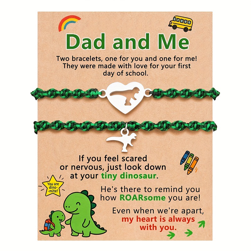 Back-To-School Season Parent-Child Bracelet, Silver Stainless Steel Hollow Dinosaur Hand-Woven Snake Knot Bracelet, Dinosaur Woven Bracelet