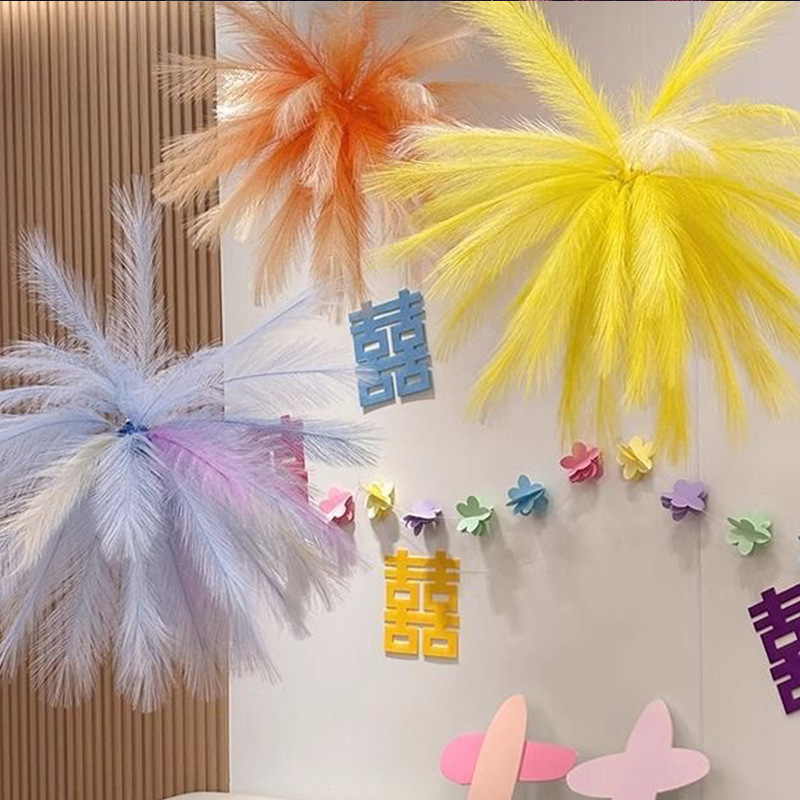 小紅書の人気花火シミュレーションカラフルなリードの花の羽結婚式の造園ショップの装飾昼の花火|undefined
