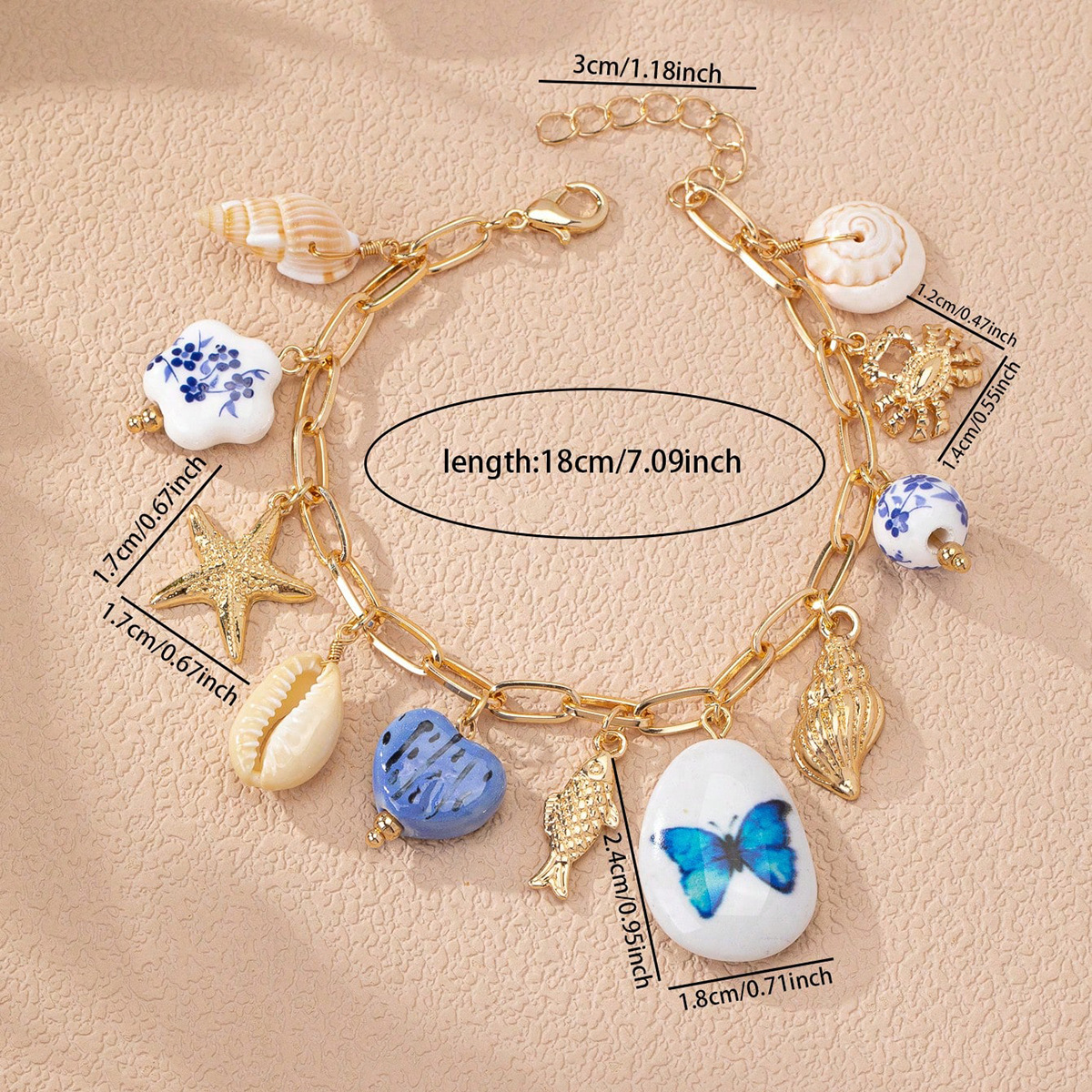 Metal Material Heart Shape, Butterfly, Fish Pattern All Seasons Season IG Style Classic Style Heart Shape Butterfly Fish Metal Cable Chain Lobster Trigger Clasp Closure Chain & Link Bracelets Wholesale