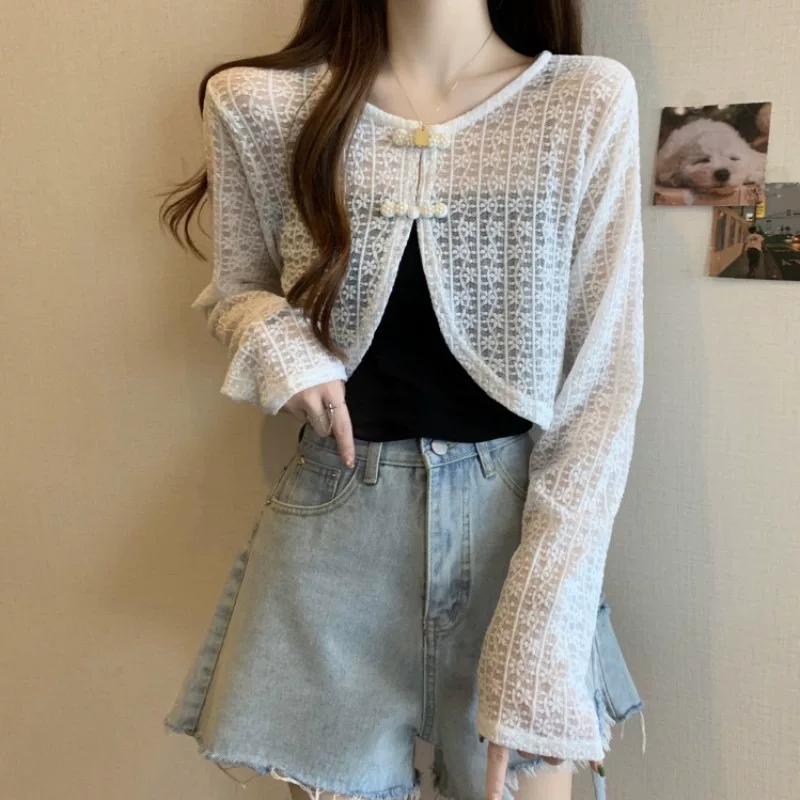 Лет cardigan, тонкая солнцезащитная одежда, с коротким рукавом, накидка, куртка