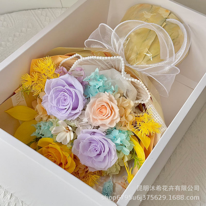 跨境永生花玫瑰花束情人节手提礼盒礼品花束高级感云南保鲜花|undefined