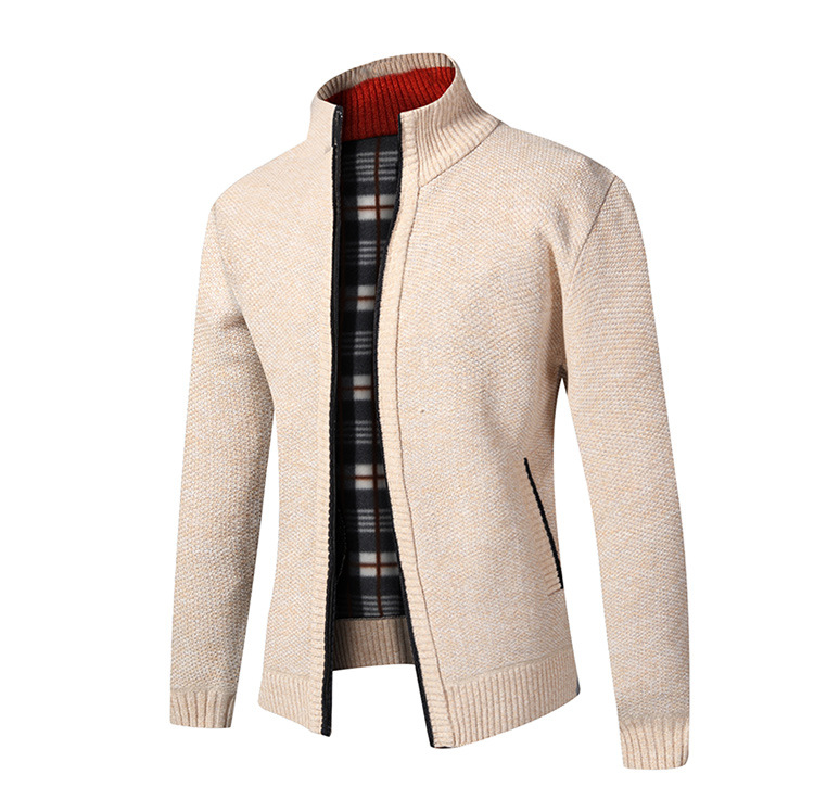 Herren Strickjacke Für Herbst Winter Gefüttert Mit Stehkragen_voghion.com