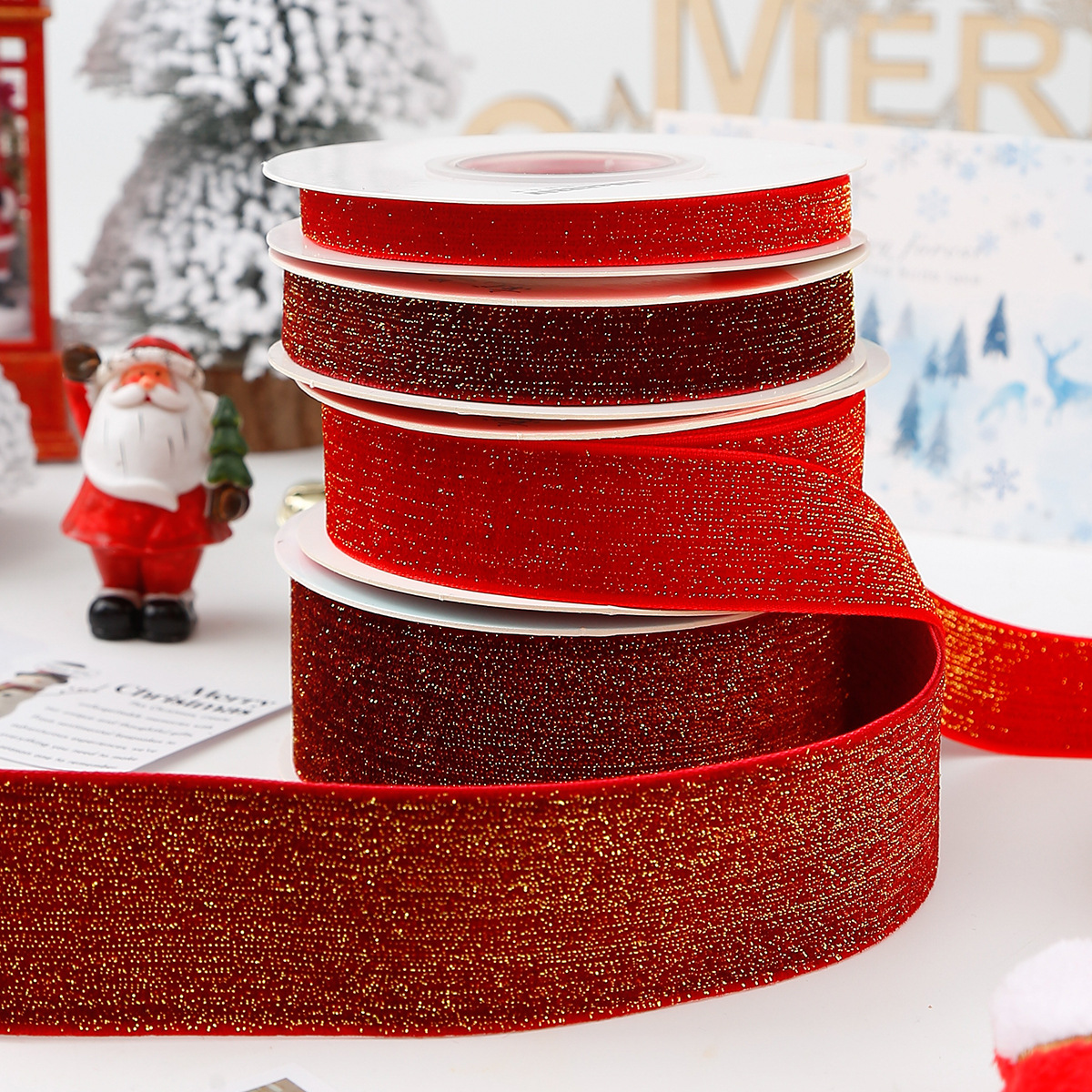 Año Nuevo vino al por mayor transfronterizo cinta de terciopelo cinta de regalo de Navidad arco DIY hecho a mano