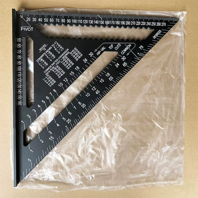 跨境7寸公制英制铝型材黑色氧化三角板90度45度三角尺直角尺