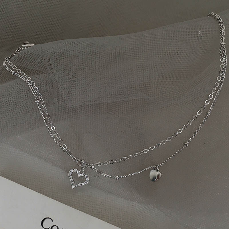 925 plata esterlina amor doble nicho de diseño pulsera de tobillo femenina versión coreana celebridad en línea simple personalidad sexy pequeños estudiantes frescos
