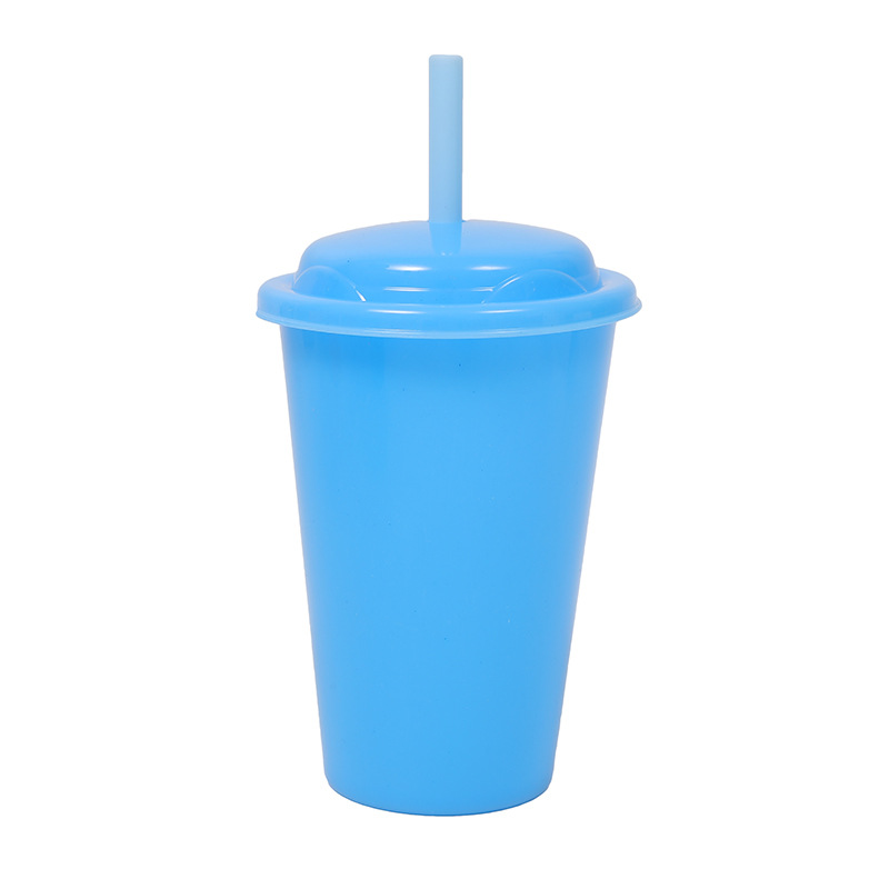 Nuevo hogar de una sola capa pp taza de paja para niños 350ml con tapa café jugo de plástico frío taza de agua portátil
