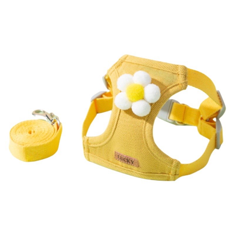 Chaleco de mascota correa de perro de dibujos animados accesorios tridimensionales perro de peluche caminando cuerda gato fuera anti-Romper pecho y espalda