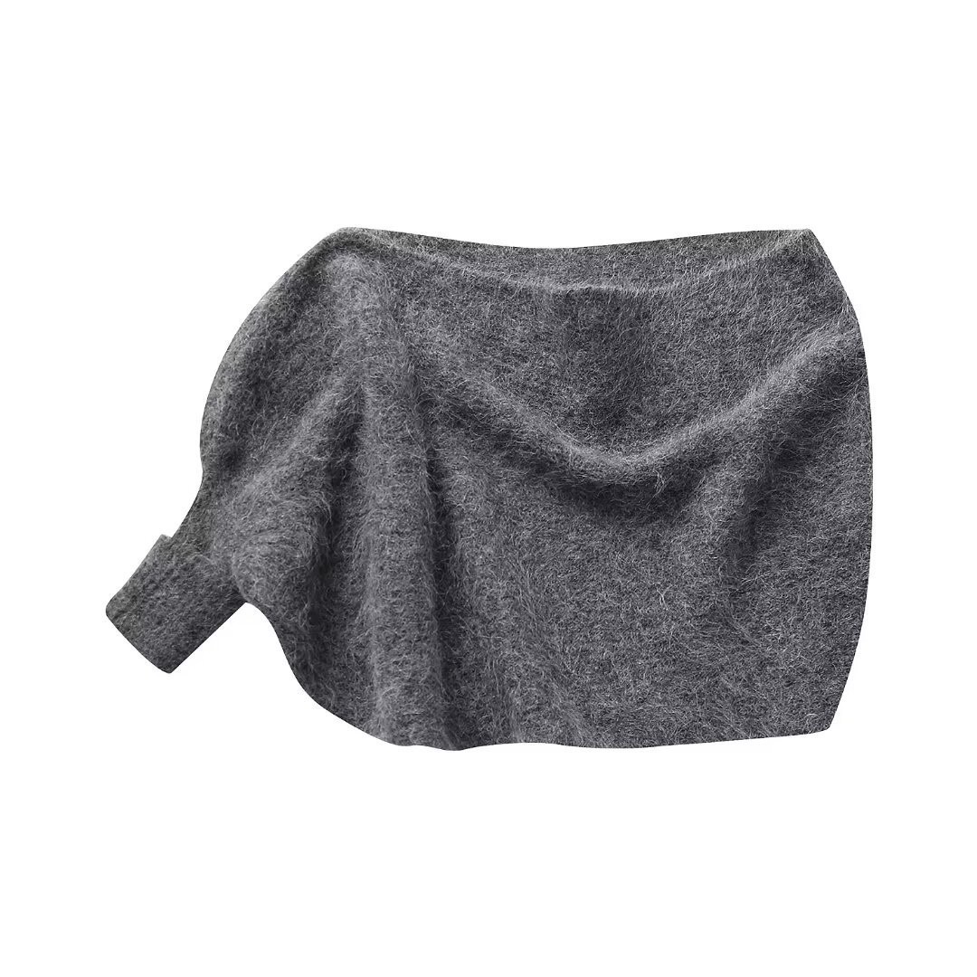 Wind women's clothing 2023 autumn new item alpaca wool blended asymmetric knitted sleeve style cape outer_voghion.com