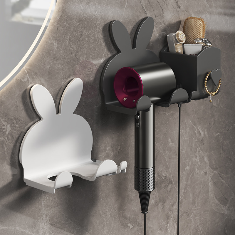 Hair dryer rack non-perforated toilet wall-mounted hair dryer bracket bathroom ram storage rack